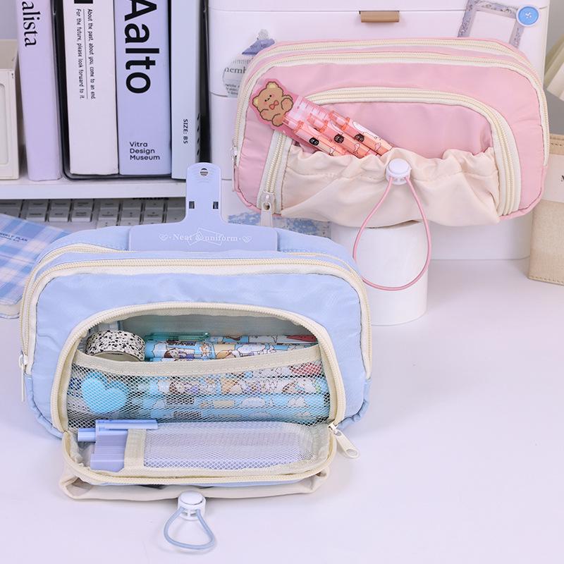 Five-Layer High-Capacity Pencil Case for Girls - Stylish, Retractable, Ideal for Primary and Middle School Students.