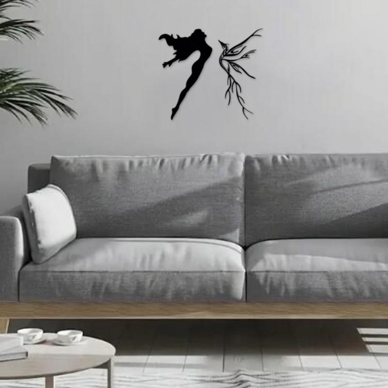 Flying Girl Metal Wall Art Abstract style Wall Decoration for Indoor Outdoor Home Terrace Balcony Living Room Not easy to break