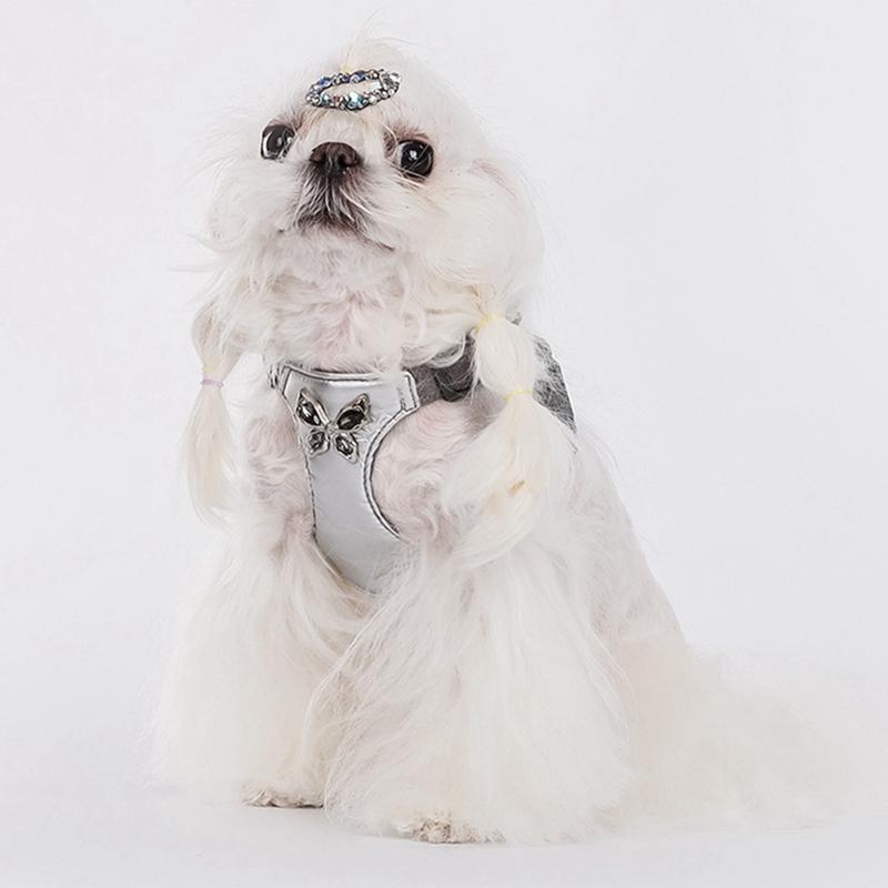 Haustier Hund Schmetterling Nieten Diamant Geschirr und Leine Prinzessinnen Stil