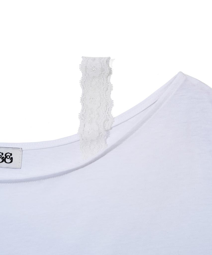 YOUHEE [Korilakkuma] Lace Off-Shoulder T-Shirts White
