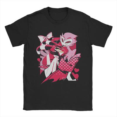 Herren Blitzo x Stolas Helluva Hazbins Hotels T-Shirts Reines Baumwoll-Oberteil Lustige Kurzarm Rundhals T-Shirts Grafik-T-Shirts