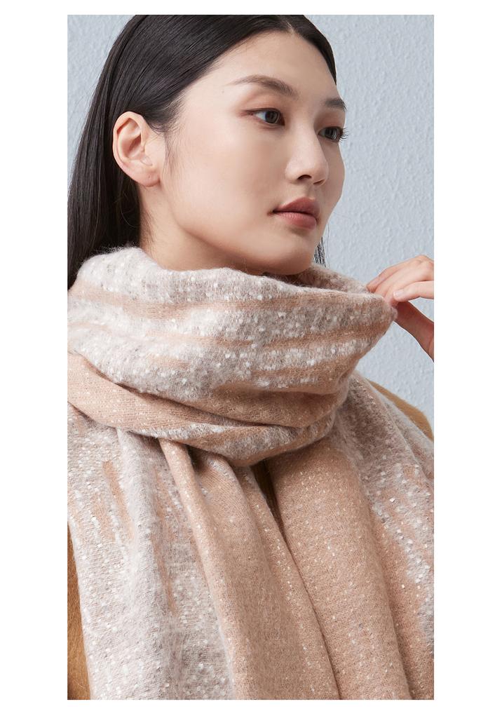 Red Bean Wool Jacquard Scarf for Women, Warm Scarf for Autumn and Winter, Gift for Girlfriend and Mother