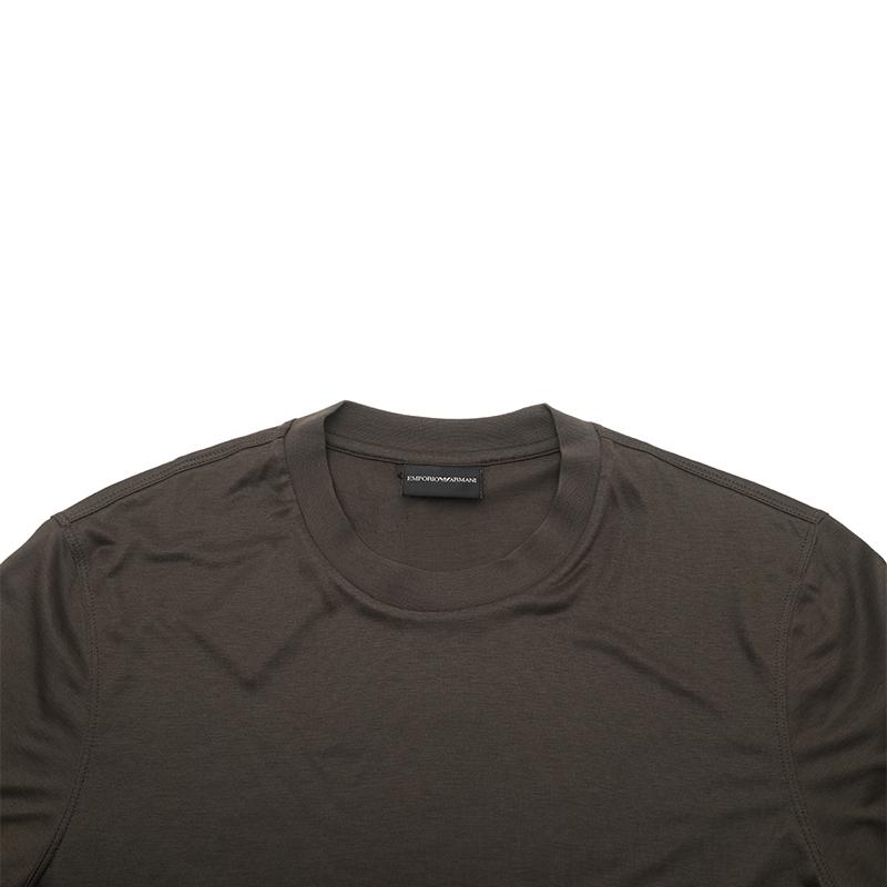 Emporio Armani Ss26 Logo Embroidered Lightweight Comfortable Lyocell Short Sleeve T-Shirt Men tops Brown EM005281AF13747M6397