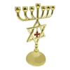 7 Branch Jewish Metal Star of David Candle Holder with Cross Pendant Menorah Ornament Temple Candlestick Candle Stand