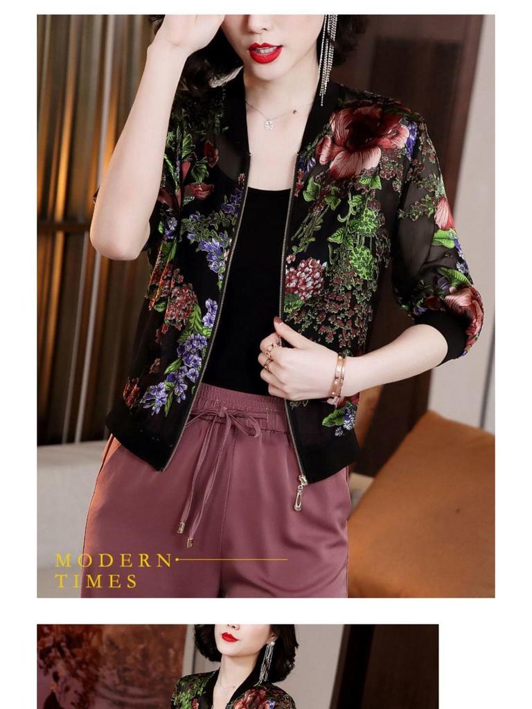 Women's Summer 2025 Plus Size UV Protection Chiffon Baseball Jacket