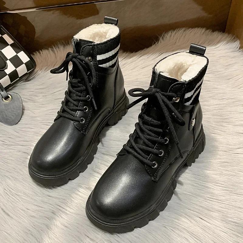 

Снежные хлопковые ботинки женские 2025 новые повседневные универсальные осенне-зимние хлопковые туфли бархатные теплые утолщенные короткие ботинки 40