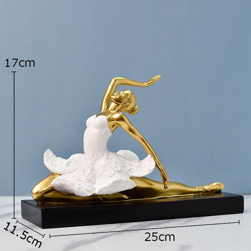 Gold-plating Ballet Dancer Character Statue Desk Decoration Ballerina Artwork Figures Resins Sculpture Room Aesthetic Decor