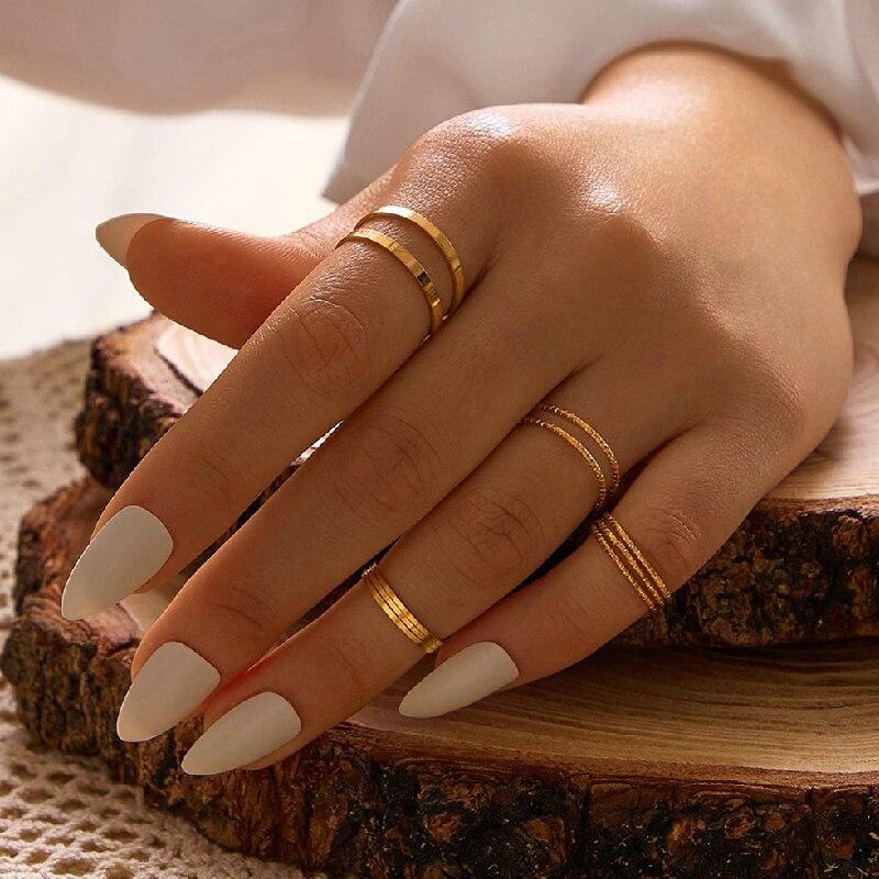 20pcs Gold-color And Silver-plated Ring Ladies Simple Style Fine Finger Ring Joint Ring Index Finger Brass And Iron Jewelry