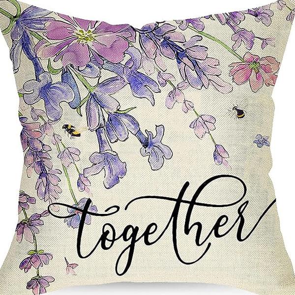 Pastoral Plants and Flowers Pillowcases Lavender Daisy Printed Linen Pillows Home Office