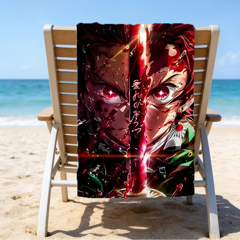 Ghost Slayer's Night Beach Towel - Soft, Absorbent Microfiber, Lightweight, Ideal for The Beach, Parties, Travel, Camping fan gifts