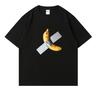 Bundled Bananas. Fun, Simple, Retro Cartoon Print Short-sleeved T-shirt. New Style Top, Suitable for Both Men and Women.