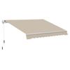 Awning, Sun Protection, Retractable, with Hand Crank, Metal Frame, Polyester, White+Beige, 3.95 X 2.45 M