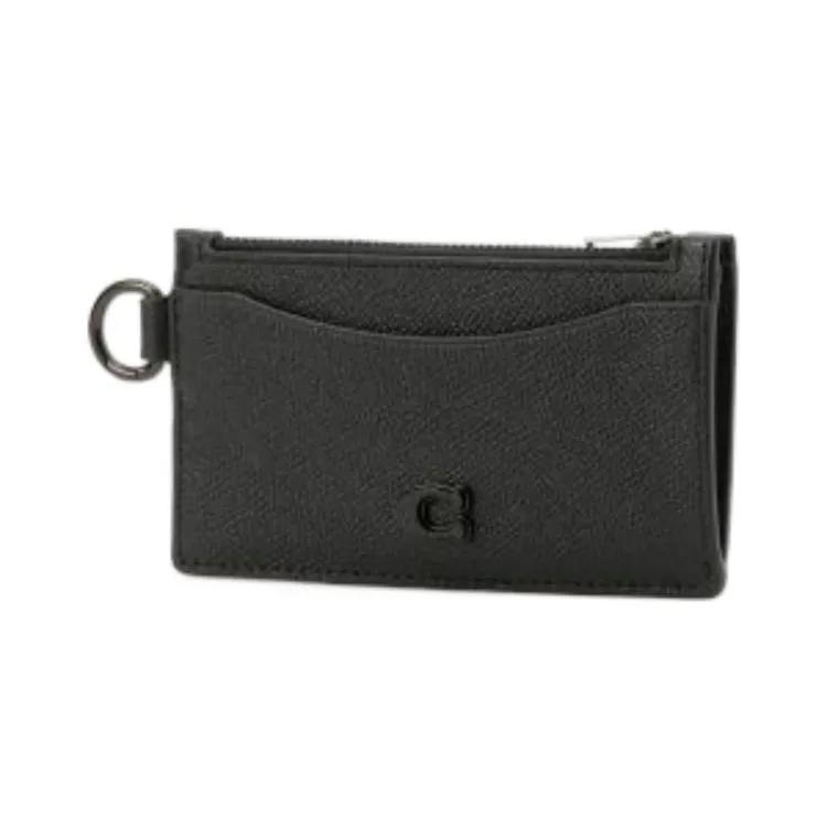 COACH Cross Grain Leather Clutch Card Holder , Wallet Women's Black (Unisex) Card Holders CJ879 BLK