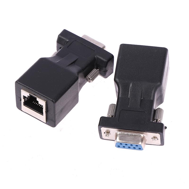 1PC DB9 RS232 Male/Female To RJ45 Female Adapter COM Port to LAN Ethernet Port Converter