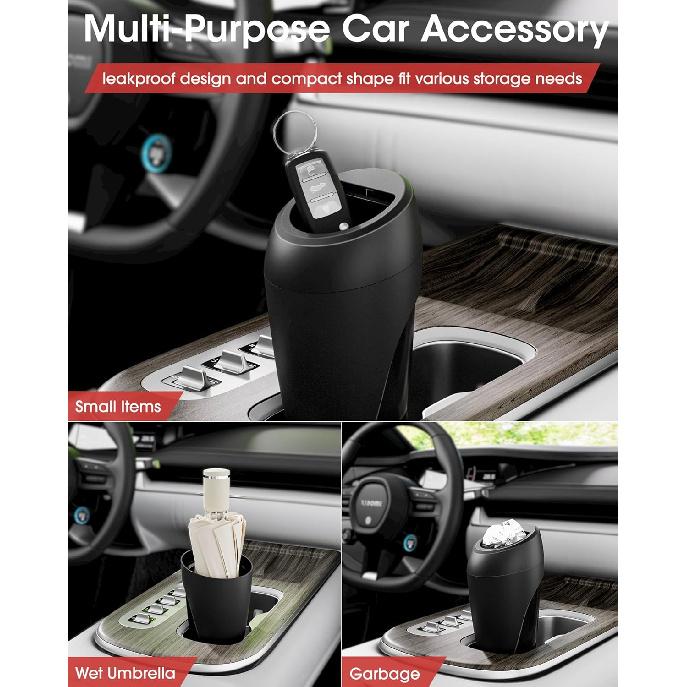 Aujen Car Trash Can - 2 Packs Car Accessories, Easy-To-Clean Garbage Can With Auto-Closing Lid, Litter Organizer And Storage With Disposable Bags,