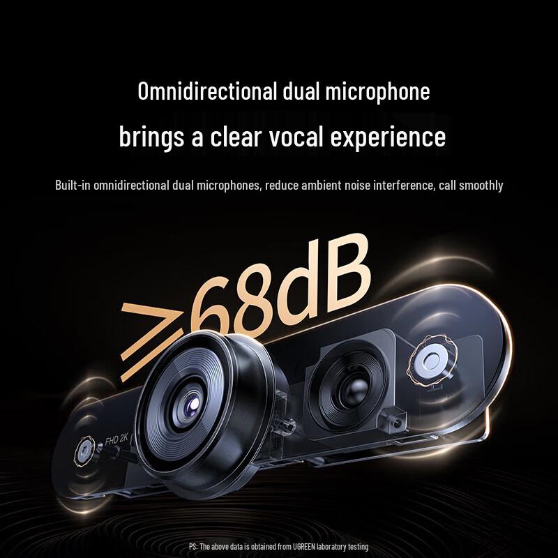 UGREEN 2K HD USB Webcam with Dual Mics & Speaker