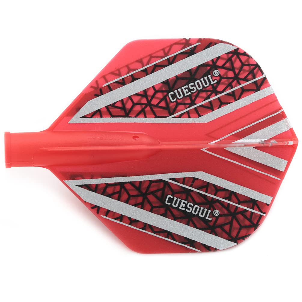 Cuesoul Dart Flight Standard Shape Heat Transfer Red Base Silver Black Pattern Set of 3 CS-AK4+3-2