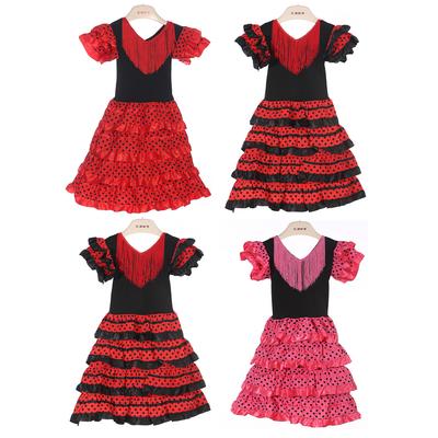 Mädchenkleid Schönes Spanisches Flamenco-Tänzerin Kostüm Kinder April Sevilla Aufführungen Tanz Outfit