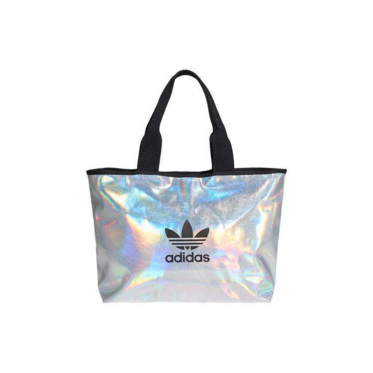 Adidas Originals Trefoil Polyurethane Tote Bag Women Tote Bags Silver FL9630 Silver