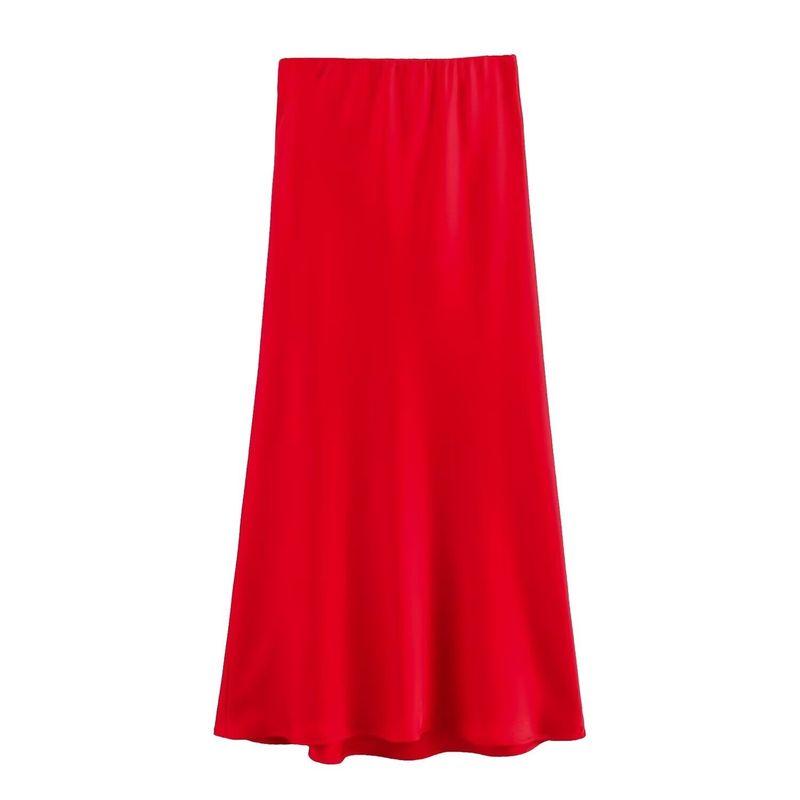 Spring New Arrival Fashion Style A- Line High Waist Mid-Length Skirt Silk Satin Texture Midi Skirt Skirt 8338537