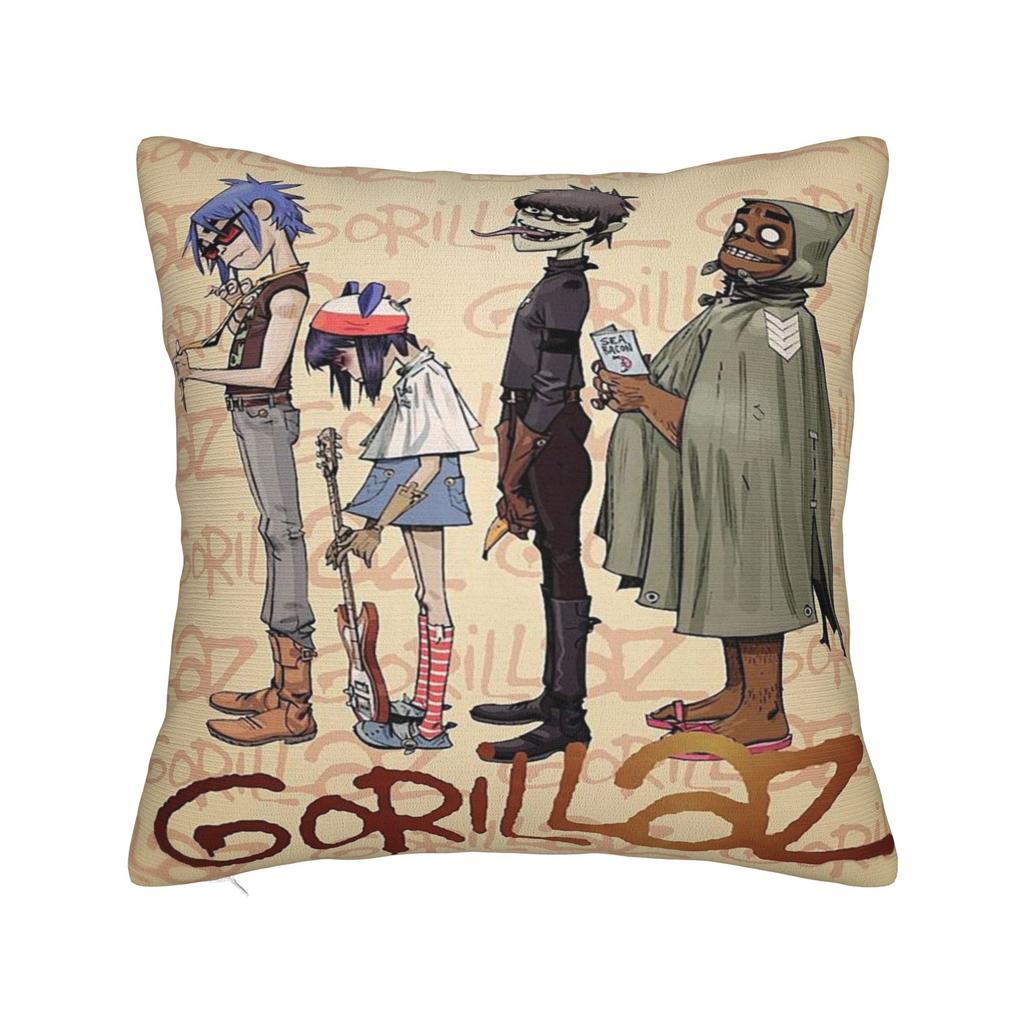 Gorillaz Pillowcase Printed Fabric Cushion Cover Decorative  Pillow Case Cover Bed Zippered 45X45cm