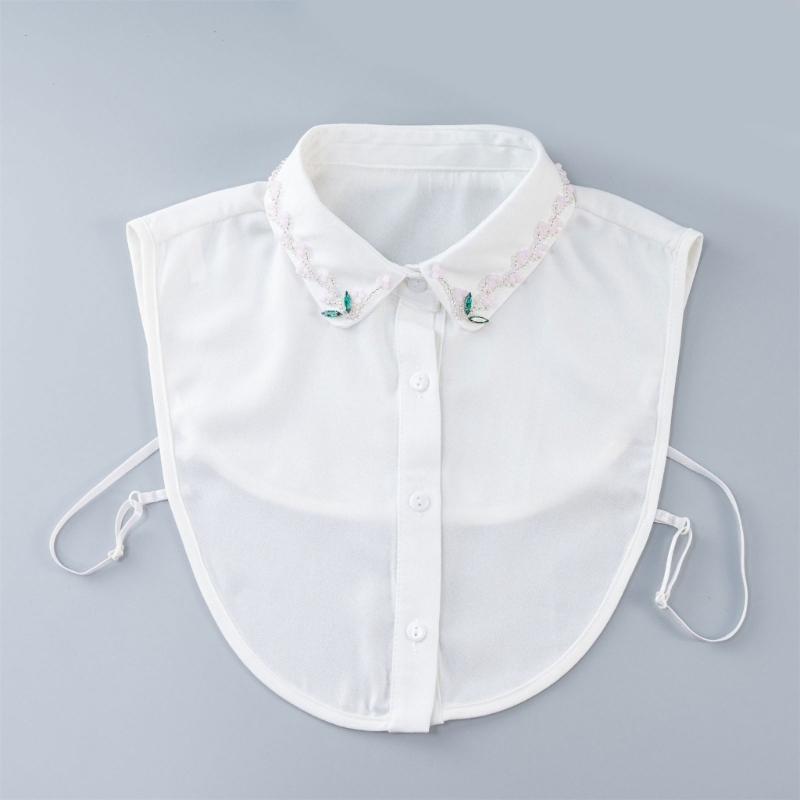 Eleganter Perlen-Falscher Kragen Bequemes Chiffon-Gewebe Abnehmbarer Kragen für Damen Mode Formeller Anlass und Tägliches Tragen