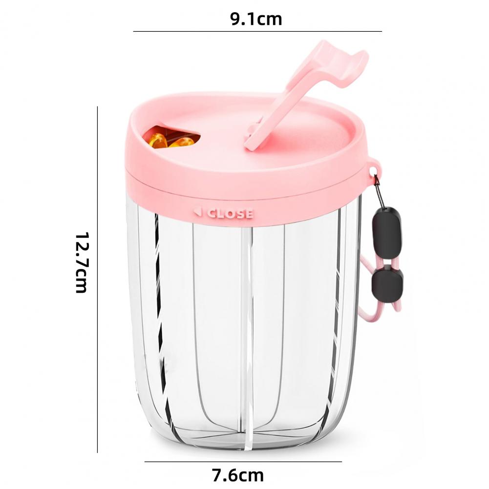 Pill Box Organizer with 6 Compartments Large Capacity Transparent Design Portable Pill Case Tablet Dispenser
