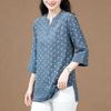 Plus Size Women's Three-quarter Sleeve Spring and Autumn Middle-aged and Elderly Polka Dot Tops Loose Mid-length