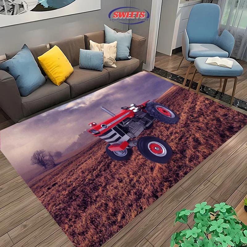 Large Machinery Tractor Series Pattern Large Carpet for Home Living Room Kids Bedroom,Sofa Doormat Floor Rug Anti-slip Decor Mat