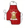 1pc Scottish Highland Cow Murray Christmas Whamish Apron, Chef Restaurant Printed Style