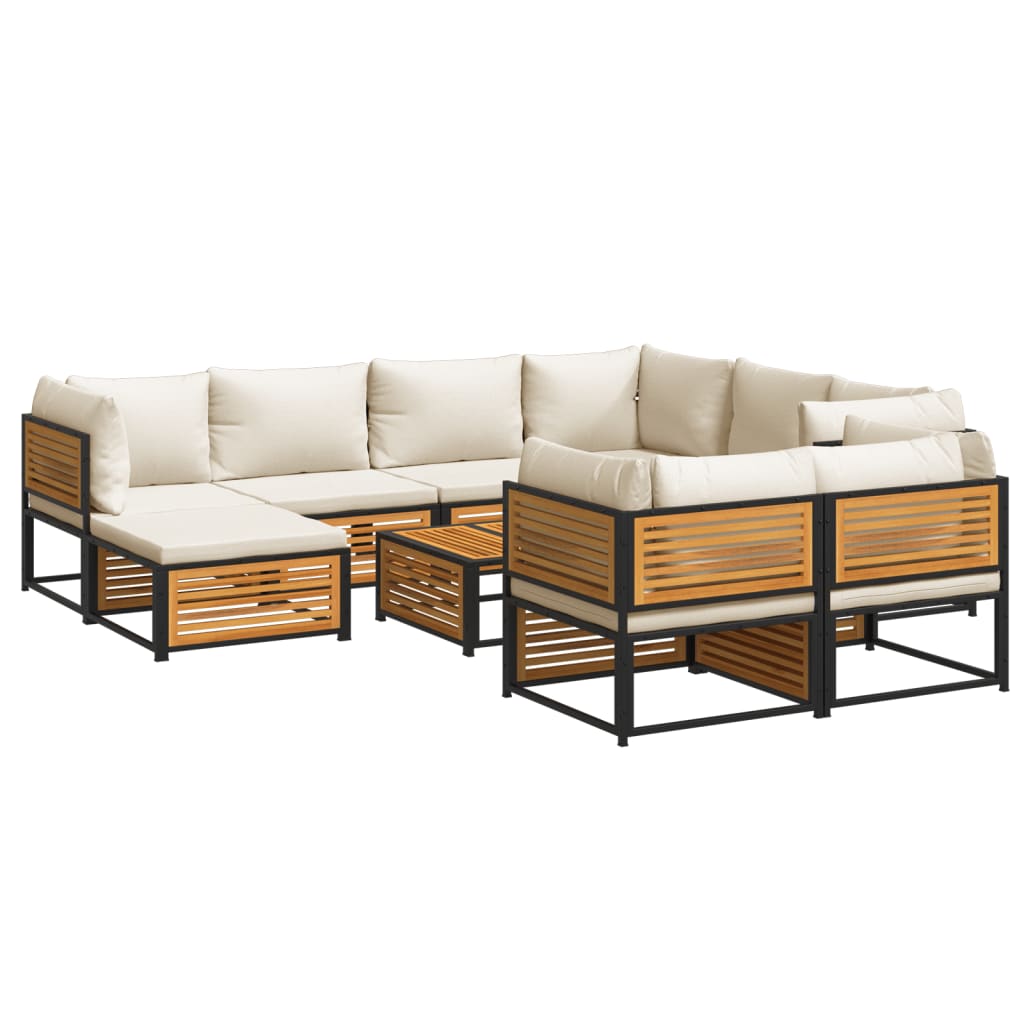10 piece garden sofa set with cushions solid acacia wood