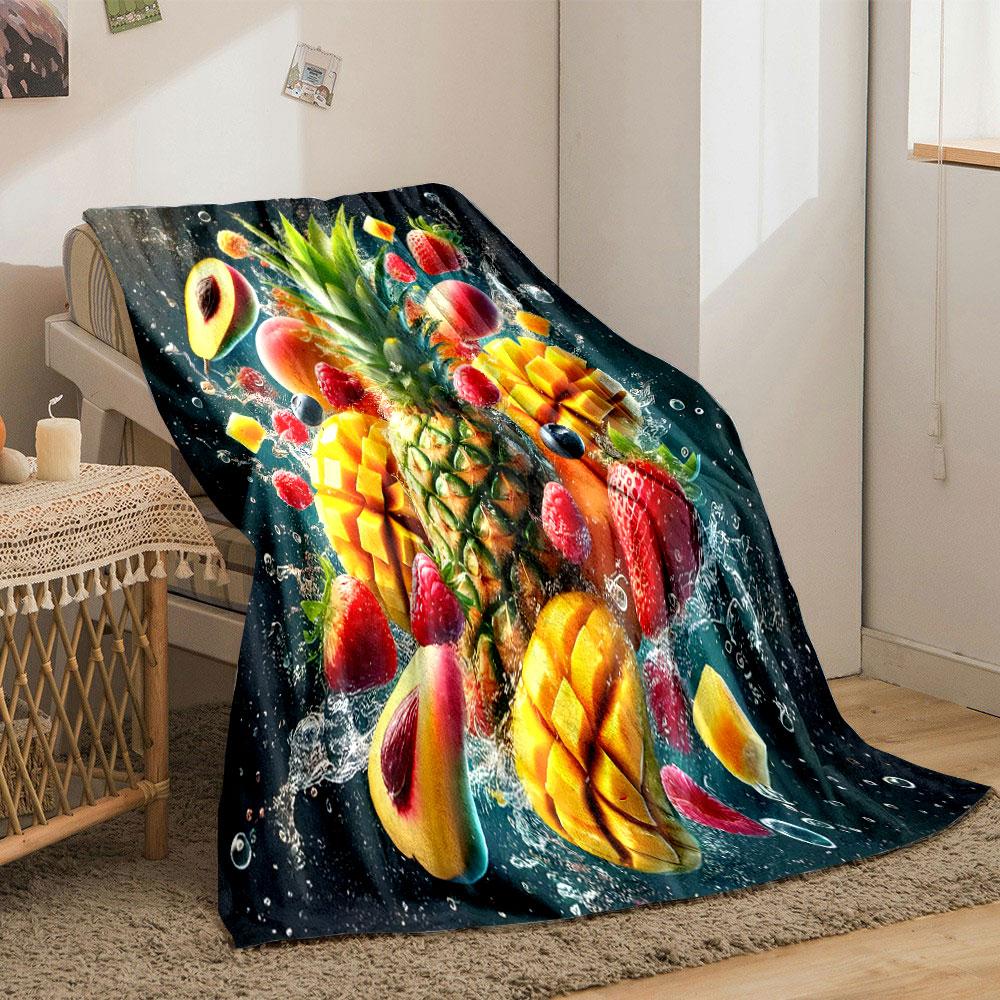 Tropical Fruits Splash Design print blanket soft and cozy perfect for the living room bed sofa or a nap,gift