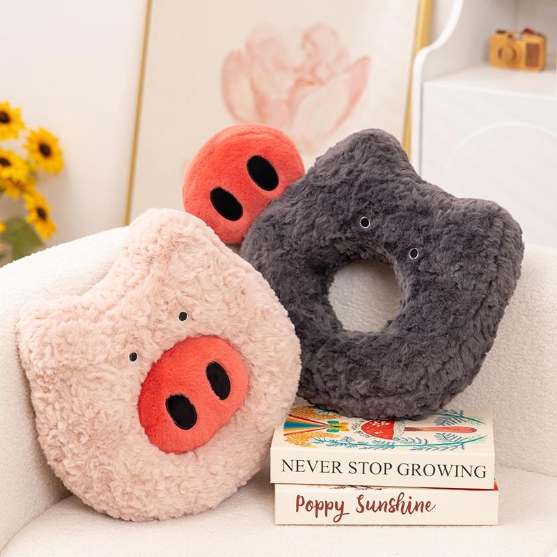 Funny Big Nose Pig Plush Toys Round Pig With Detachable Nose Pillow Cartoon Pink Gray Piggy Doll Birthday Gifts Room Decoration