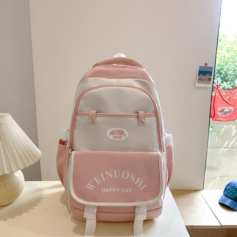 Middle School Student Schoolbag Color Block Women's Large Capacity Backpack Primary School Student's Fifth and Sixth Grade Lightweight Backpack