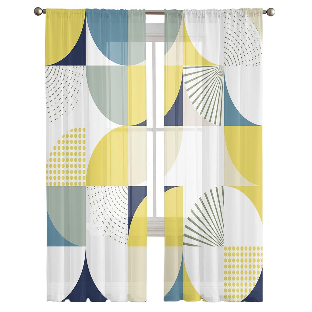 Medieval Multicolored Geometry Tulle Curtains For Living Room Bedroom Voile Sheer Window Drapes Home Decor