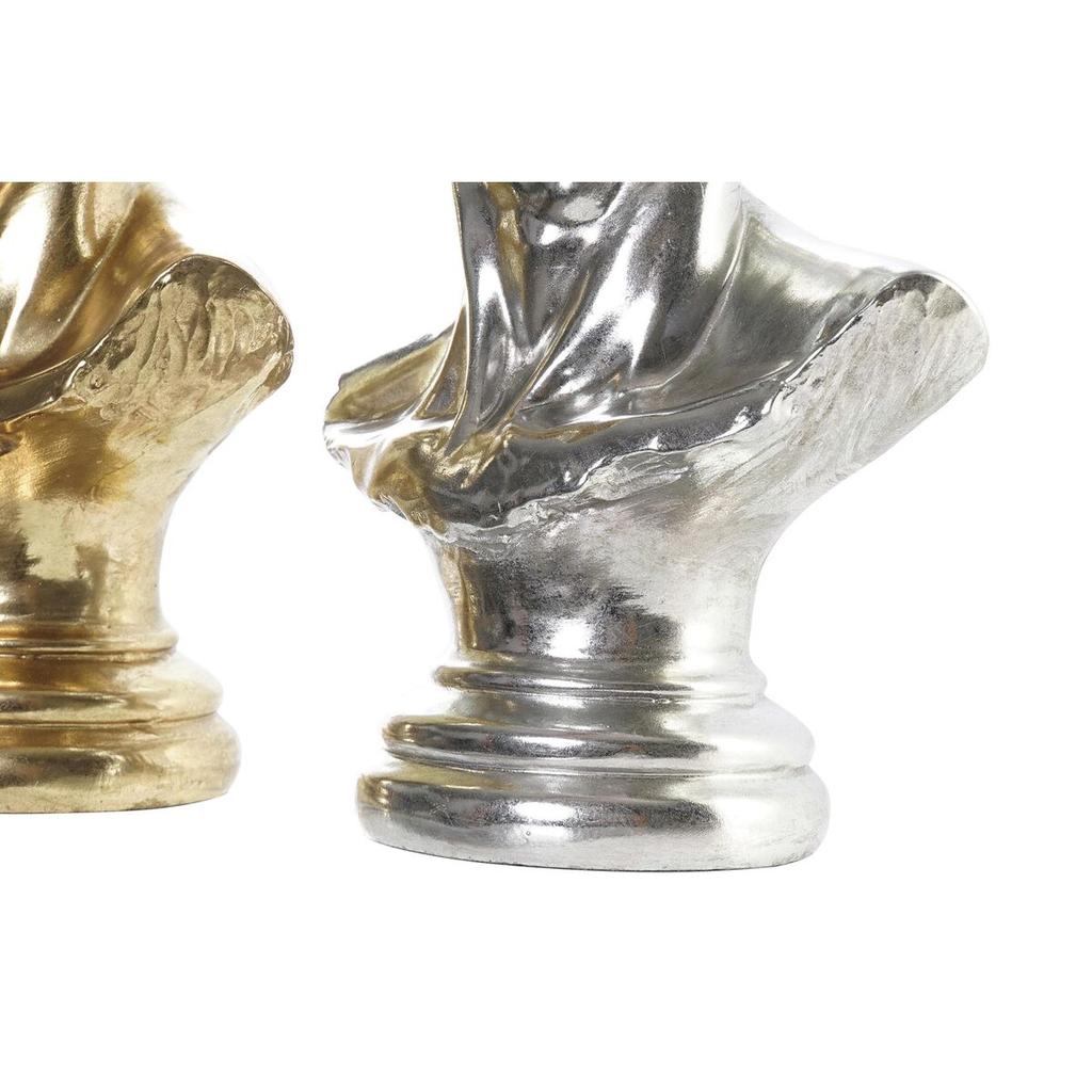 Decorative Figure DKD Home Decor 24.5 X 17.5 X 36 Cm Silver Golden Bust Neoclassical (2 Units)