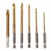 6PCS Titanium Coated Twist Drill Bits HSS Hex Shank Serrated Side Cutting Drill Bit 3-8mm Serrated Cutting Woodworking Tools