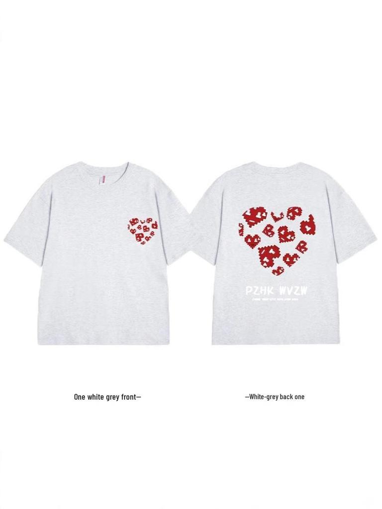 Tricou de cuplu supradimensionat simplu cu imprimeu de litere mărimi mari - Tendință Vară 2025