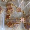 CNC Button Head Thick Chain Rose Gold Red Agate Black Agate Lucky Clover V Gold Bracelet Female Korean