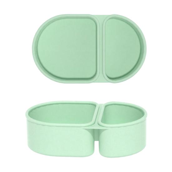 Silicone Microwave Lunch Box with Divided Compartments Foldable Bento Box for Office Travel Food-Grade Leak-Proof BPA-Free Meal Prep Container