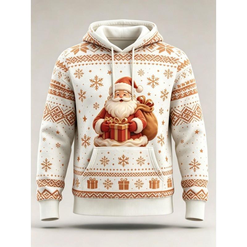 Christmas Hoodie 3D Print Loose Fit Long Sleeve Sweatshirt Men Women Youth Casual Winter Wear