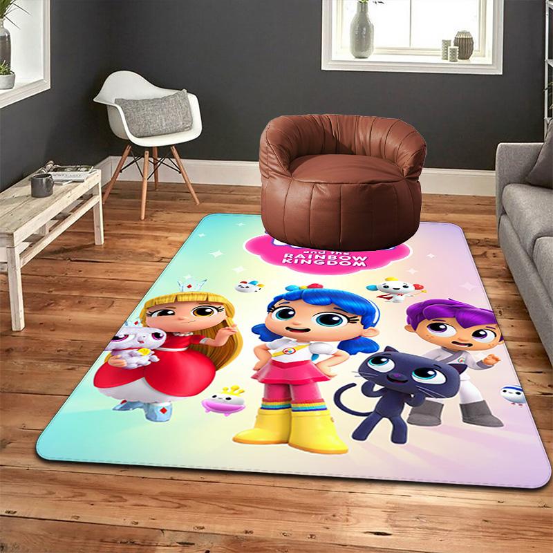 True and the Rainbow Kingdom animiertes Print-Design Teppich Bodenmatte für Wohnzimmer oder Schlafzimmer Weicher und bequemer Teppich ein Geschenk für Geburtstag und Feiertage