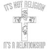 Black T-Shirt with Cross and Text Its Not Religion Its A Relationship for Casual Wear