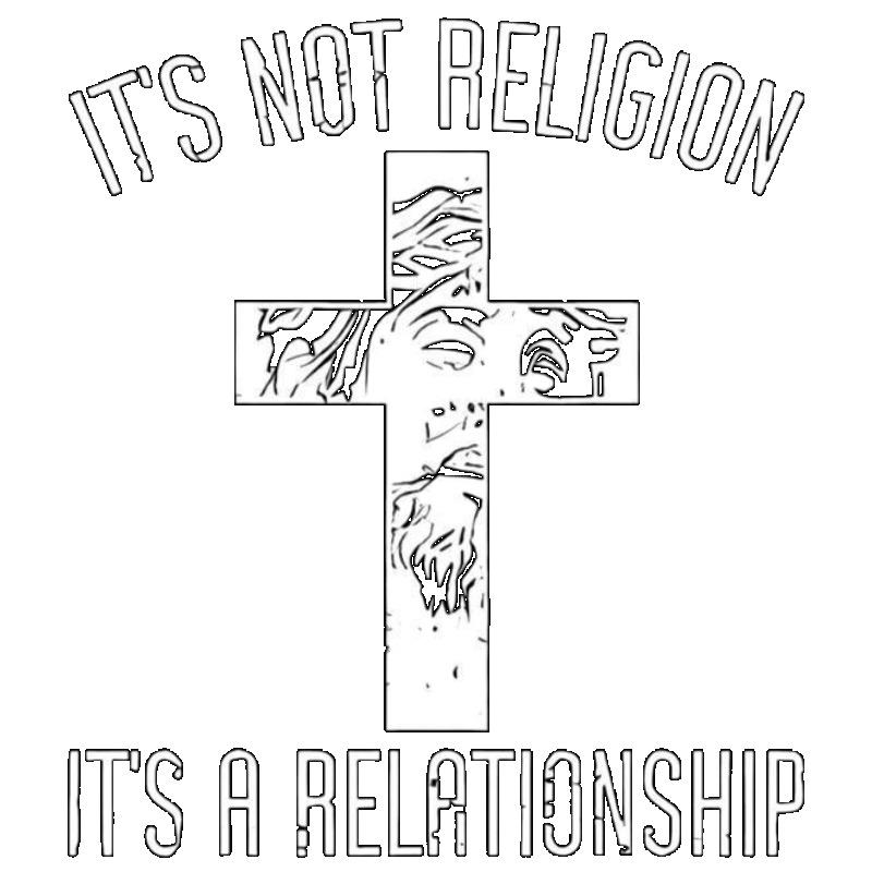 Černé tričko s křížem a textem Není to náboženství, je to vztah pro běžné nošení
