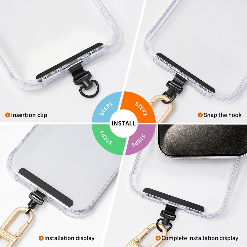 Cordon de telefon cu etichetă de prindere, plasture metalic cu cataramă rotativă la 360 de grade pentru curea de umăr pentru telefon
