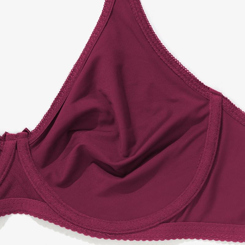 Plus Size Lingerie Set for Women Big Size Wired Underwear Set Plain Unlined Thin Bra and Panty Set 85C-110D