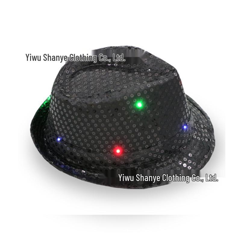 Children's LED Sequin Jazz Fedora - Glowing Performance Hat
