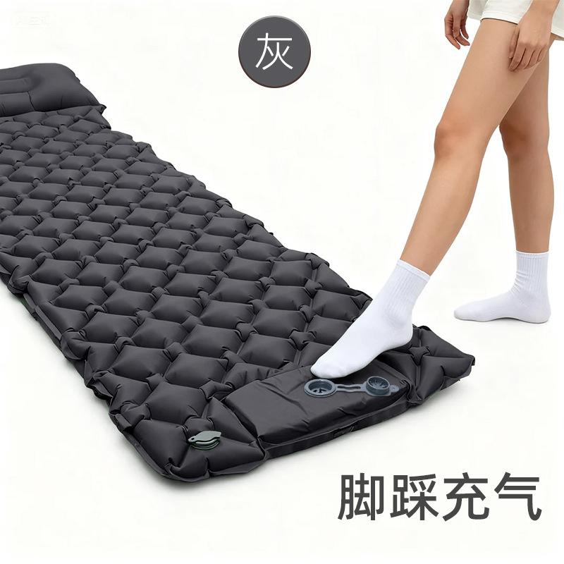 Outdoor Camping Sleeping Pad Inflatable Mattress Travel Mat Folding Bed with Pillows Ultralight Air Mat Built-in Inflator Pump