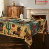 Western Wilderness Style Cartoon Tablecloths for Table Decor Waterproof Rectangle Reusable Tablecloth for Kitchen Dining Party