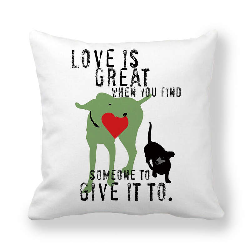 Cartoon Alphabet Dog Series Patterns Digital Printing Short Plush Pillow Covers For Car Sofa Office Cushion Cover Home Goods